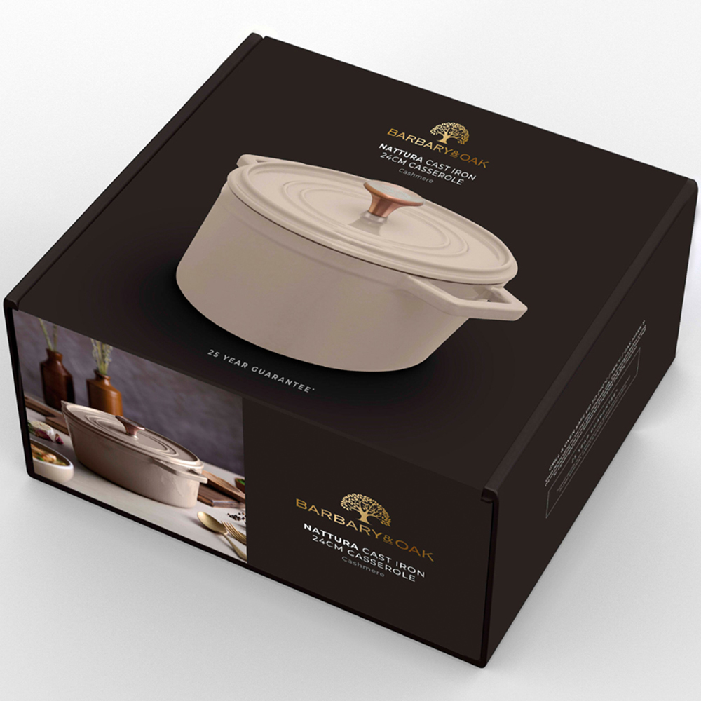 Barbary & Oak Nattura 24cm Cashmere Cast Iron Round Casserole Dish with Lid Image 6