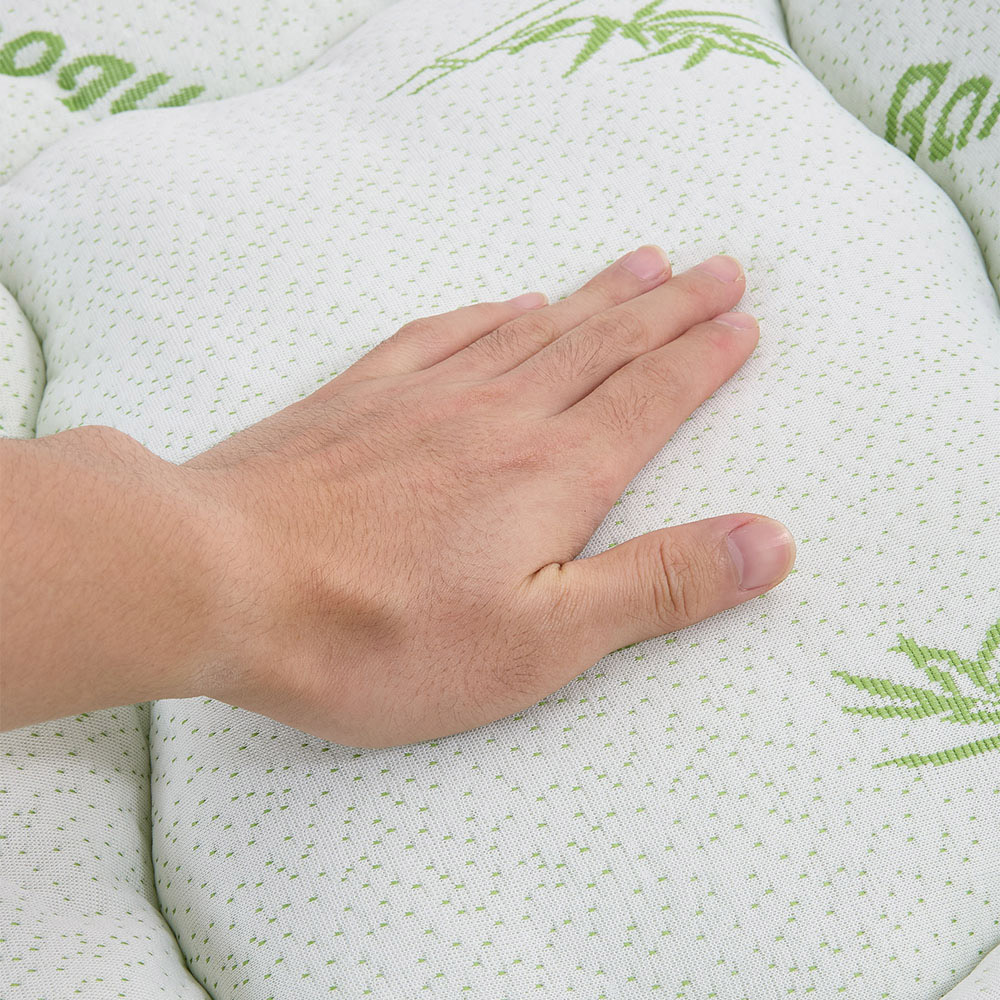 Living and Home Super King Size White and Green Bamboo Leaf Quilted Mattress Topper Image 6