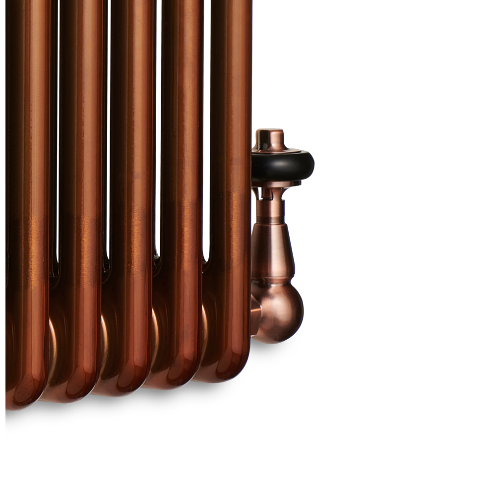 Terma Traditional Antique Copper 3 Axis Thermostatic Radiator Valve and Lockshield Set Image 6