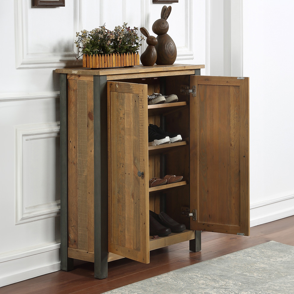 Baumhaus Urban Elegance 4 Shelf Reclaimed Wood Shoe Cabinet Image 2