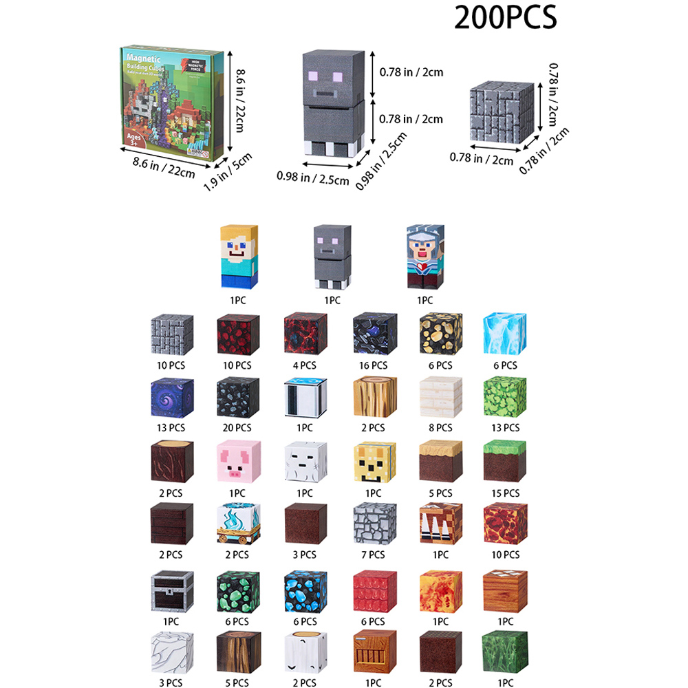 H&O Direct 200 Piece Nether Forest Theme Magnetic Pixel Cube Building Blocks Set Image 6