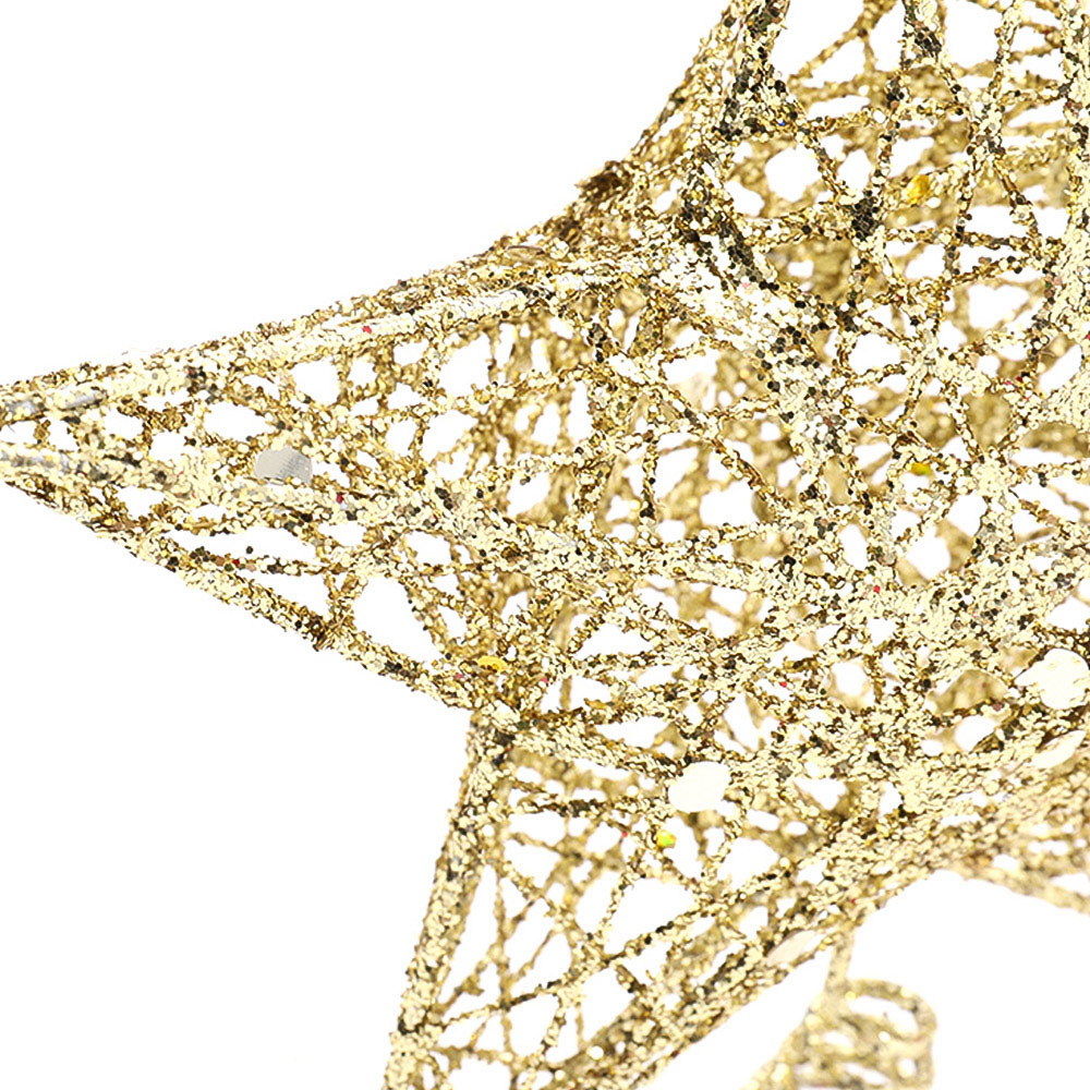 Living and Home Gold Sequins Star Christmas Tree Topper 20cm Image 3