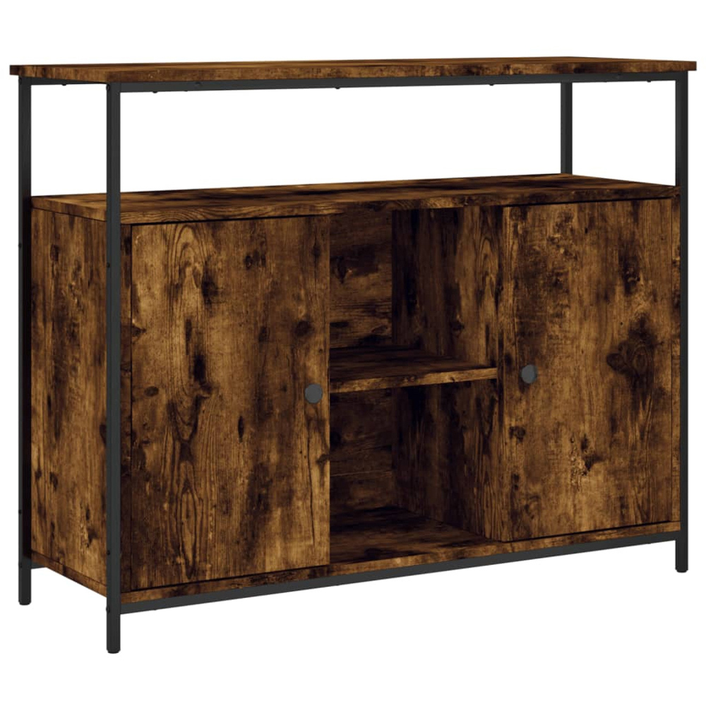 vidaXL 2 Door 3 Shelf Smoked Oak Sideboard Image 2