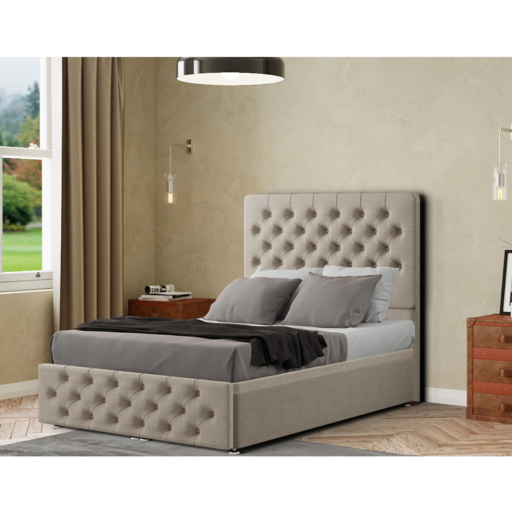 Portland Mary Chesterfield Super King Size Cream Malham Weave Ottoman Bed with Headboard Image 3