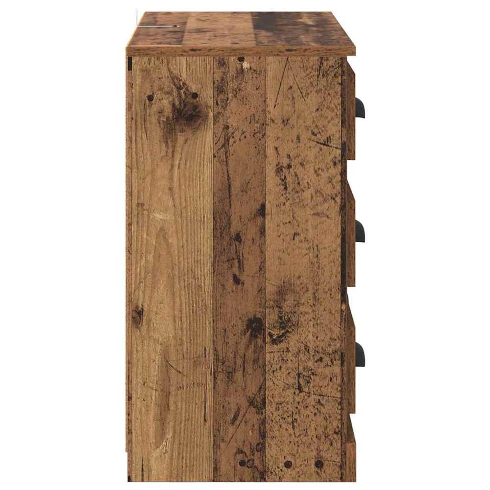 vidaXL 3 Drawer Old Wood Modern Sideboard Set of 2 Image 8