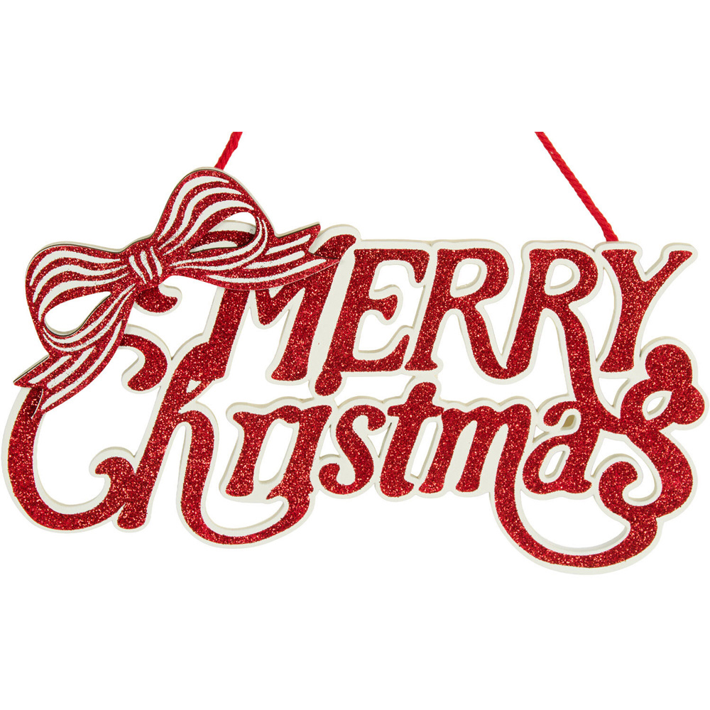 Merry Christmas Glittery Sign Red Image 2