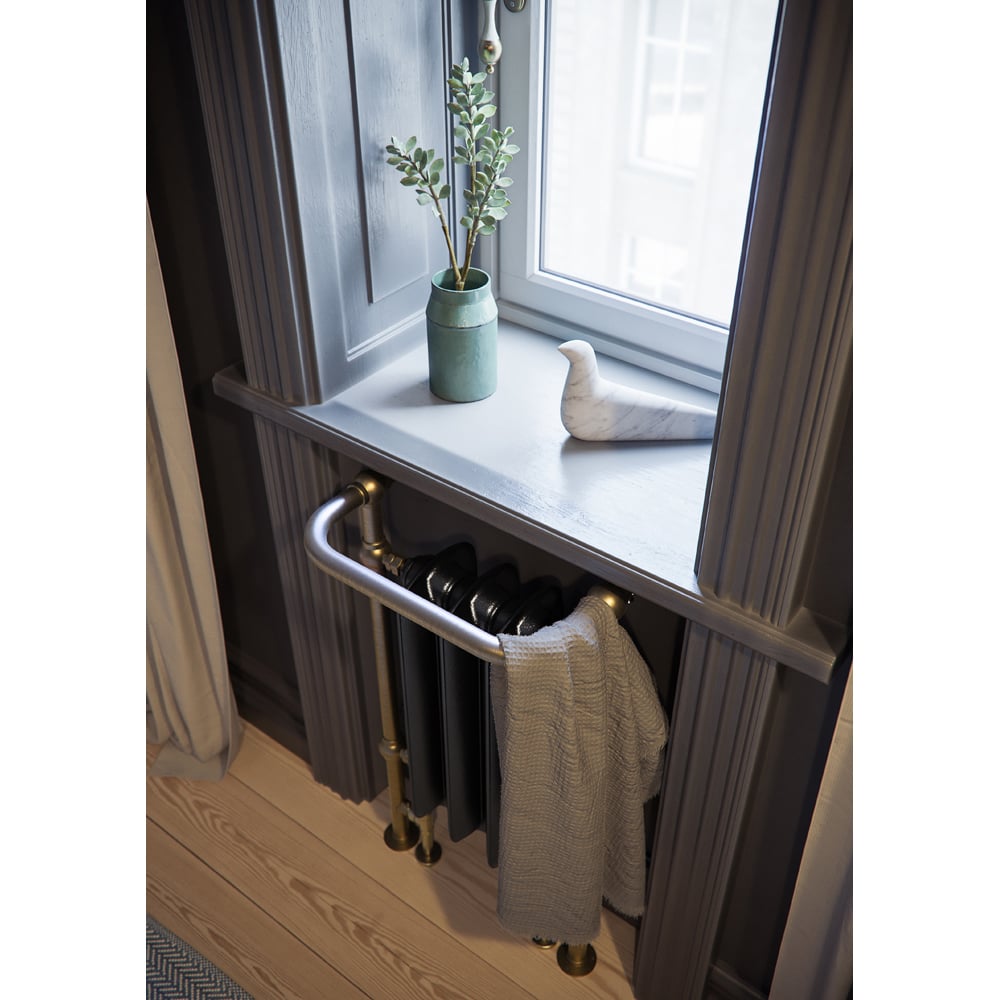 Terma 1217BTU Flat Black and Brushed Brass Heated Towel Rail 900 x 490mm Image 6