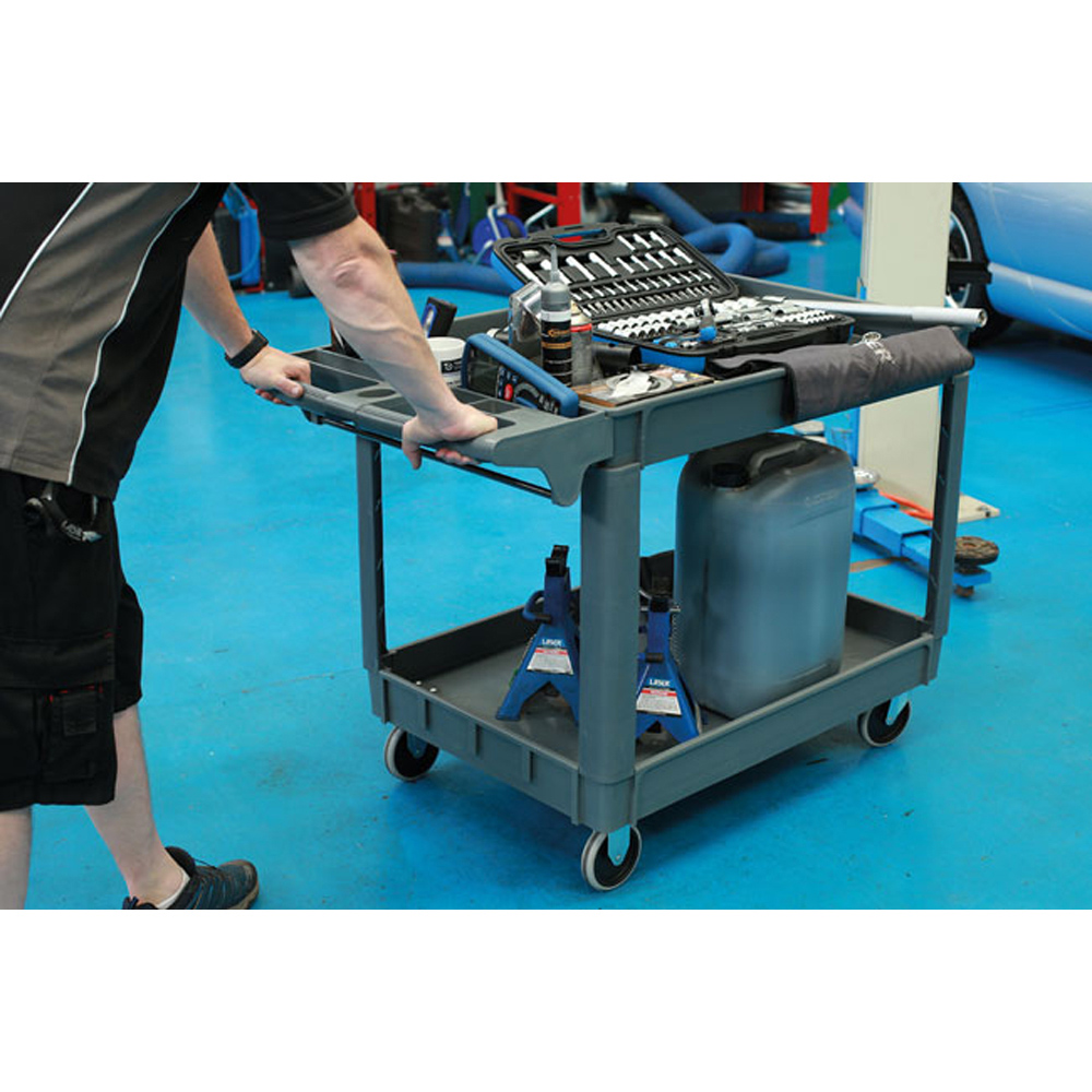 Laser 8090 Twin Level Large Black Workshop Utility Cart Image 2