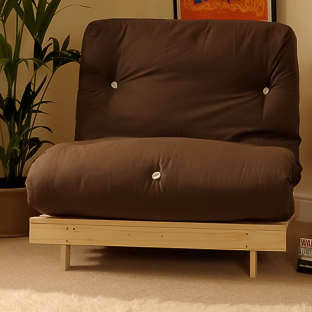 Brooklyn Luxury Small Single Sleeper Chocolate Cream Futon Base and Mattress Image 1