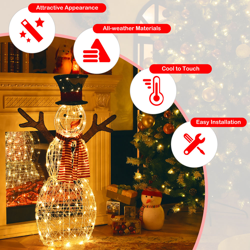 Costway Pre-Lit Lighted Standing Snowman Christmas Decoration 3.6ft Image 7