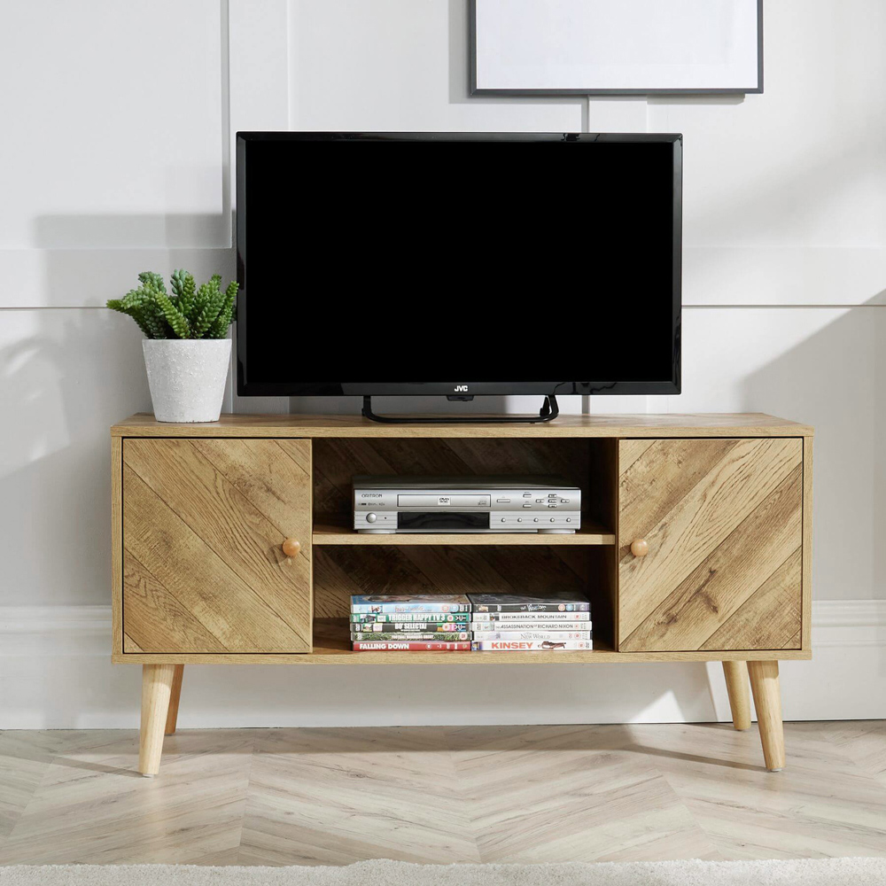 Home Source Dallas 2 Door 2 Shelf Natural TV Unit Image 7