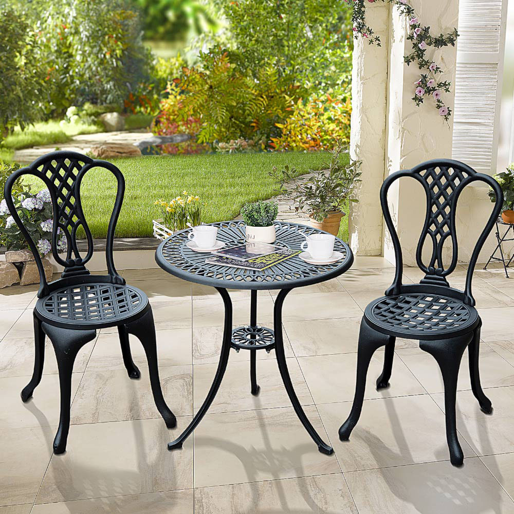 HOMCOM Cast Aluminium 2 Seater Bistro Set Image 1