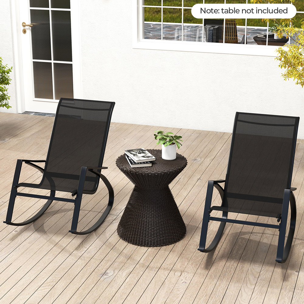 Costway Set of 2 Black Patio Rocking Chair Image 1