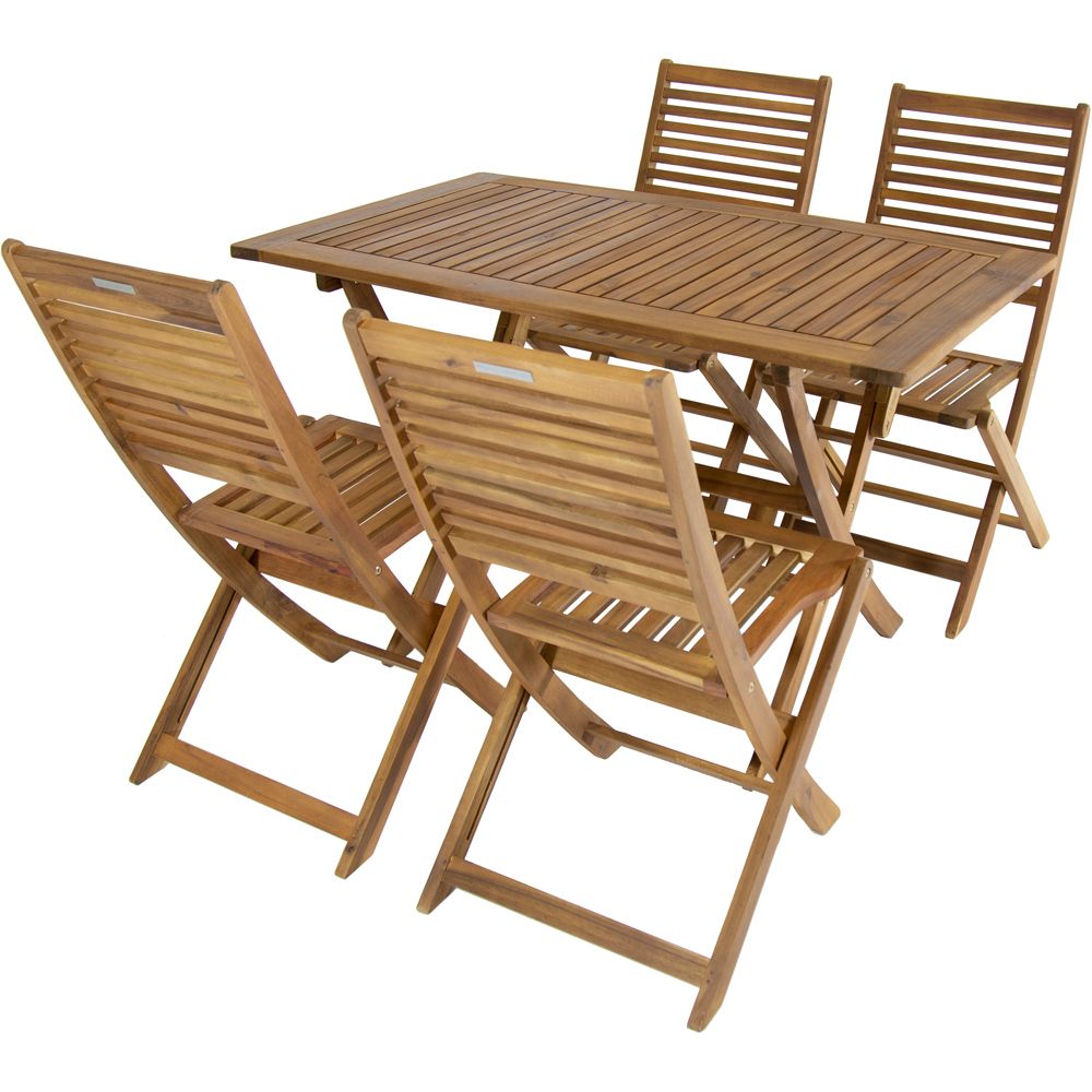 Charles Bentley Acacia 4 Seater Rectangular Dining Set Image 2