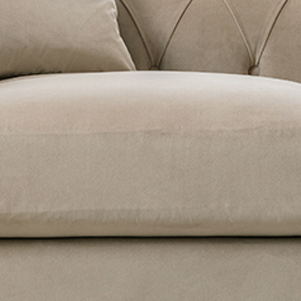Elsie Chesterfield 5 Seater Putty Plush Velvet Sofa Suite Image 5