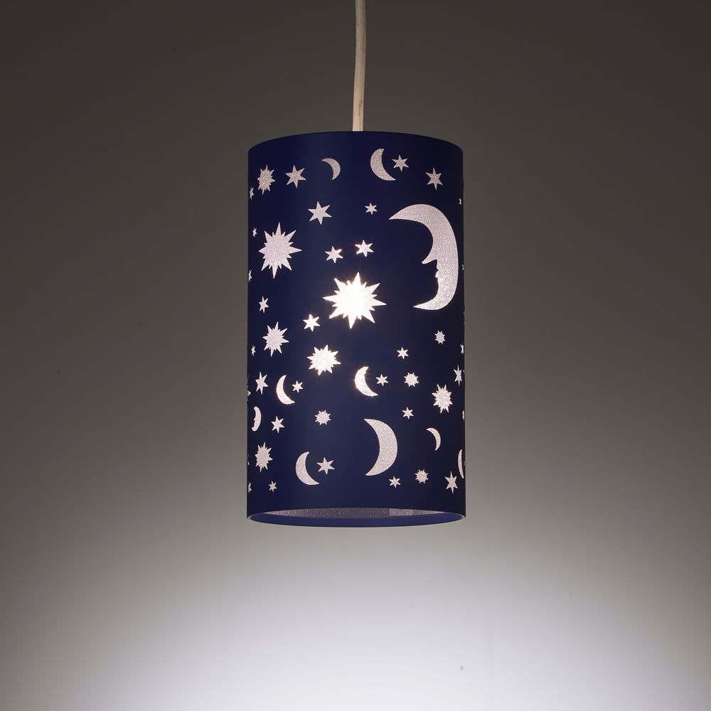 Kliving Midnight Navy Blue Moon and Stars Moonlight Pendant Light Image 3