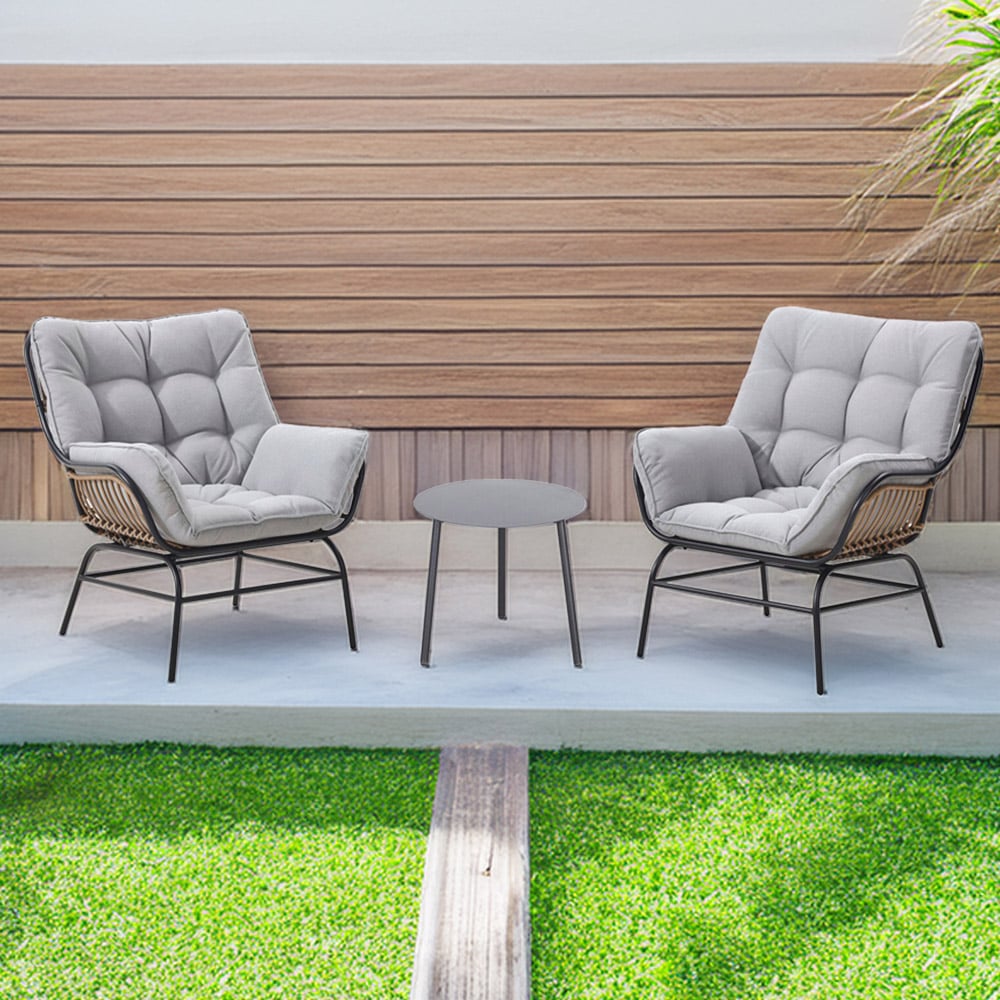 Odette 2 Seater Natural Patio Bistro Set with Cushions Image 1