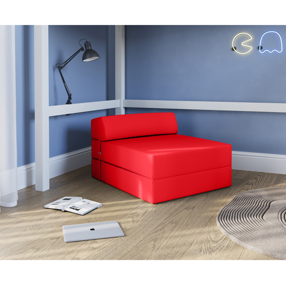 Flair Single Red Portable Z Fold Futon Chair Bed Image 3