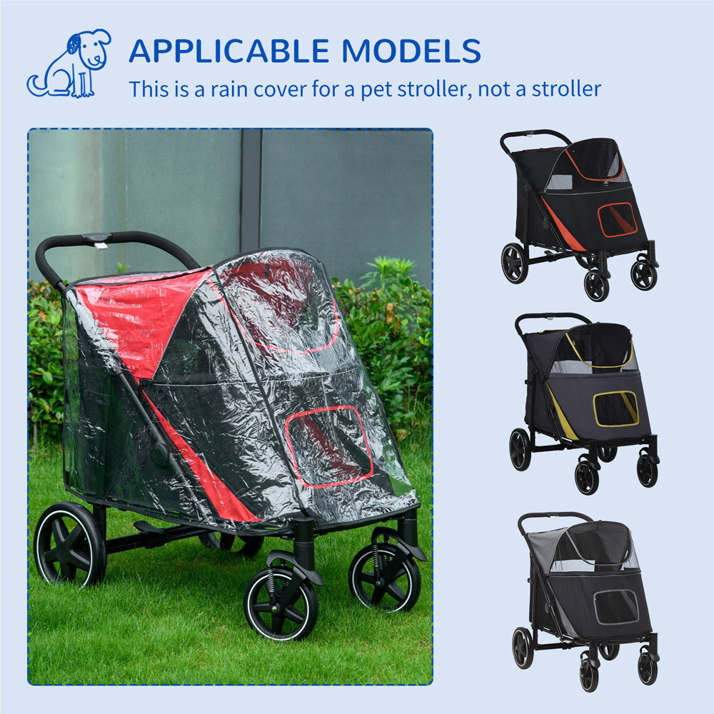 PawHut Dog Stroller Rain Cover, Cover for Dog Pram Buggy for, Large, Medium Dogs Image 5