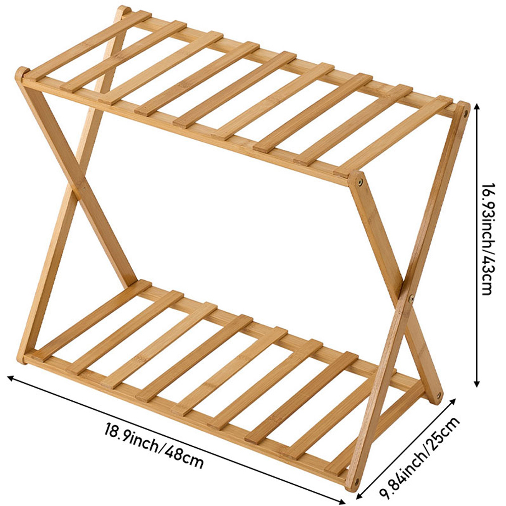 Living and Home 2 Shelf Bamboo Storage Shelf Image 8