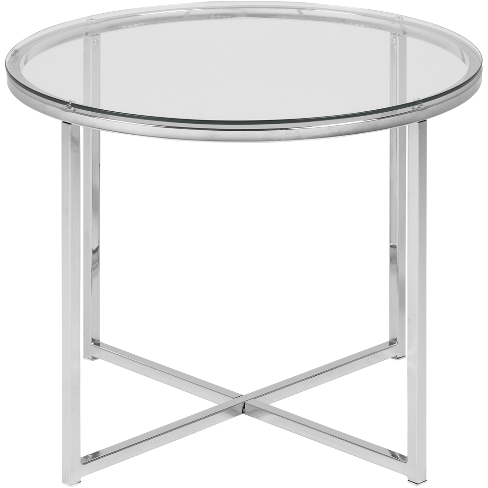 Florence Cross Round Glass Top Metal Side Table Image 3