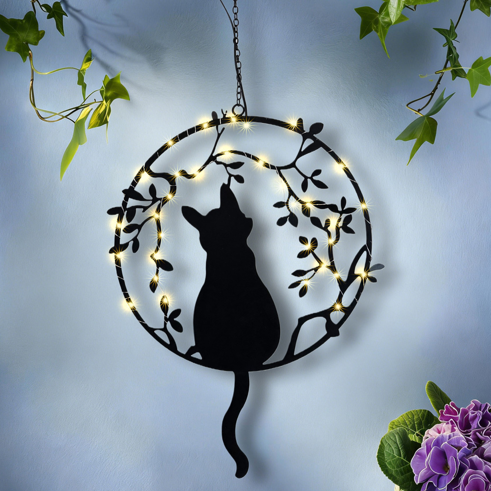 Avilo Hanging Cat Solar Garden Ornament Image 4