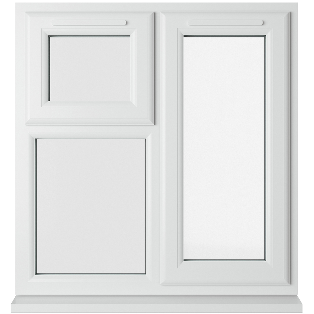 Crystal uPVC Double Glazed Window RH Side Hung and Top Opener White Clear Glass 905x965mm Image 1