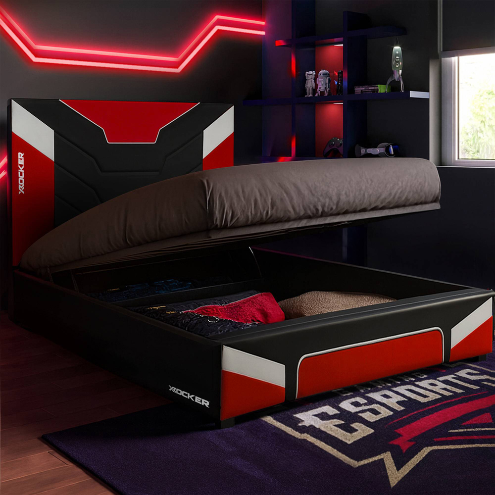 X Rocker Cerberus MKII Double Carbon Red Ottoman Gaming Bed Image 1