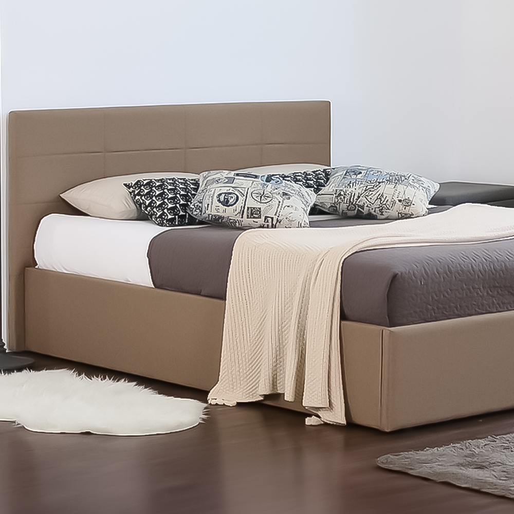 Brooklyn King Size Mocha Fabric Gas Lift Ottoman Bed Image 2
