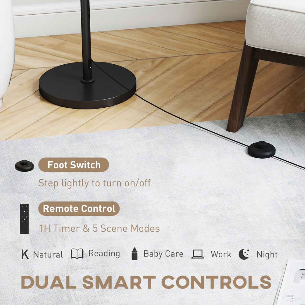 HOMCOM Modern Adjustable Colour Temperature Dimmable Floor Lamp Image 7