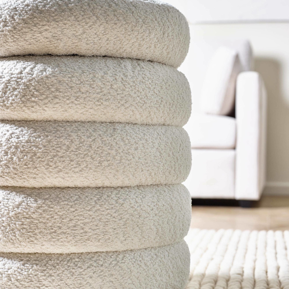 Julian Bowen Hailey Ivory Boucle Upholstered Ottoman Stool Image 5