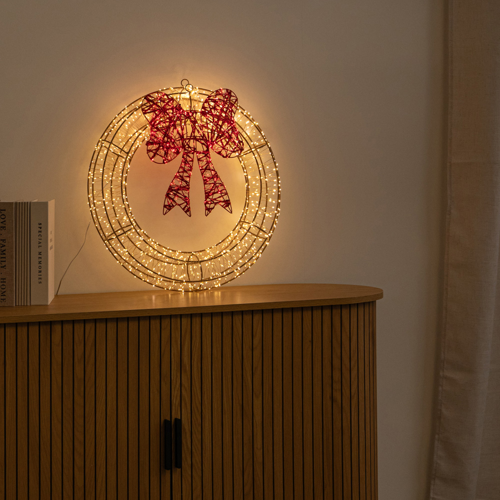 Samuel Alexander 1440 Warm White LED Light-Up Galaxy Christmas Wreath with Bow 50cm Image 8