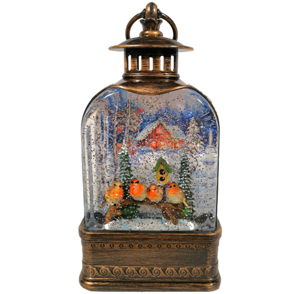 Samuel Alexander Antique Robin Scene Water Spinner Lantern Christmas Decoration 24cm Image 1