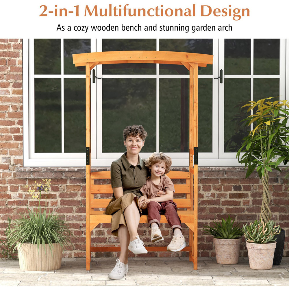 Costway 2 Seater 6 x 4ft Yellow Garden Arbour with Trellis Image 5