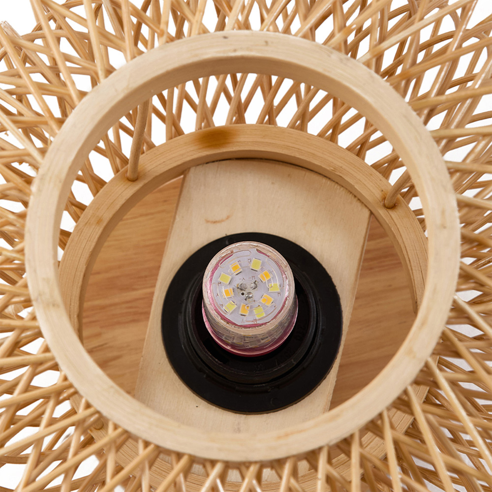 Living and Home Natural Wood and Bamboo Hardwired Lantern E27 Ceiling Light Image 7