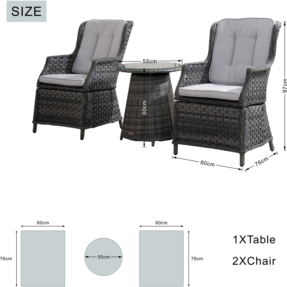 Direct Wicker 2 Seater Grey Rattan Aluminium Garden Bistro Set Image 9