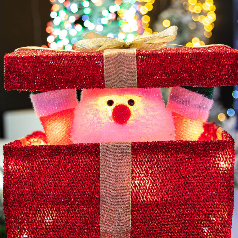 Shatchi LED Santa Pop Up Gift Box Christmas Decoration 32cm Image 2