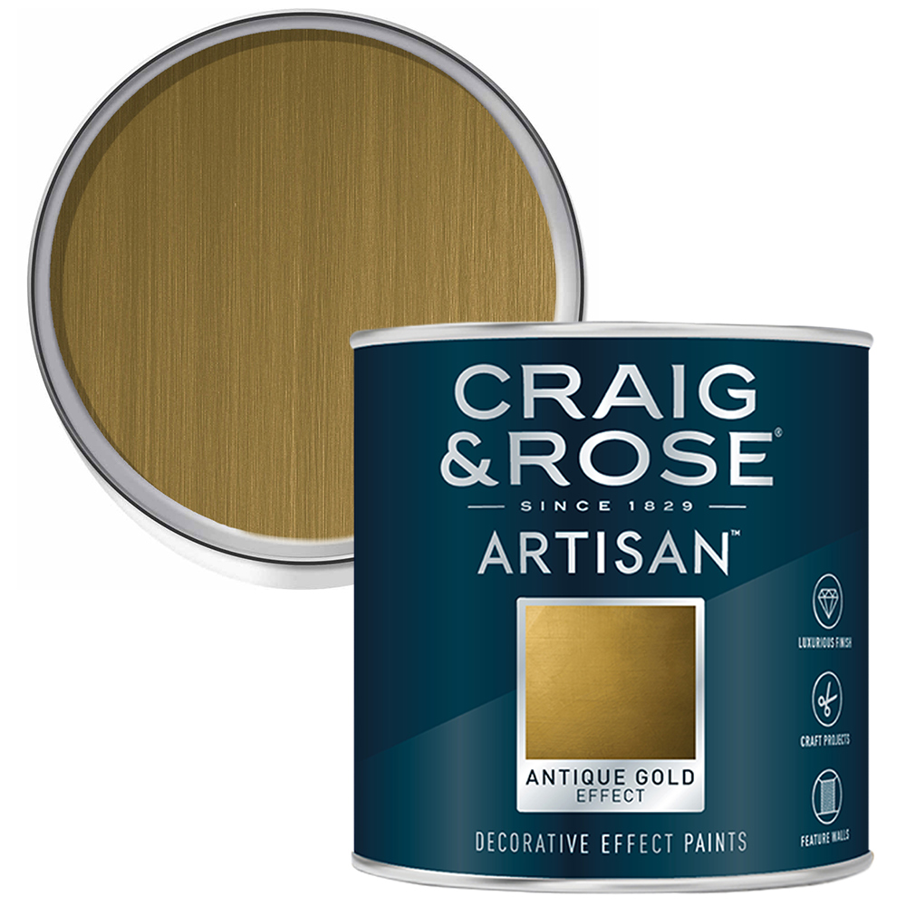 Craig & Rose Artisan Walls & Ceilings Antique Gold Effect Mid Sheen Paint 750ml Image 1