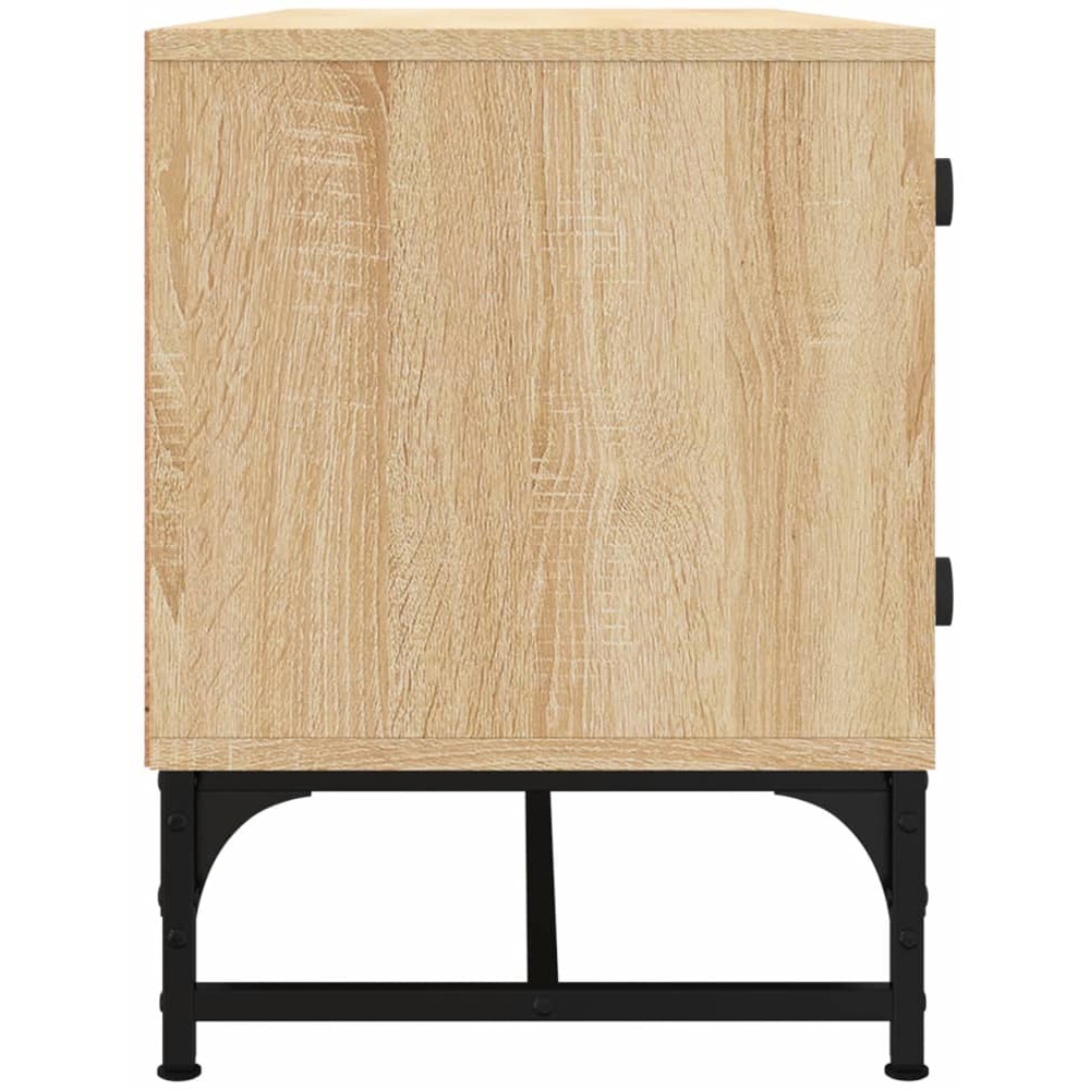 vidaXL 2 Glass Door 2 Shelf Natural Wooden TV Cabinet Image 4