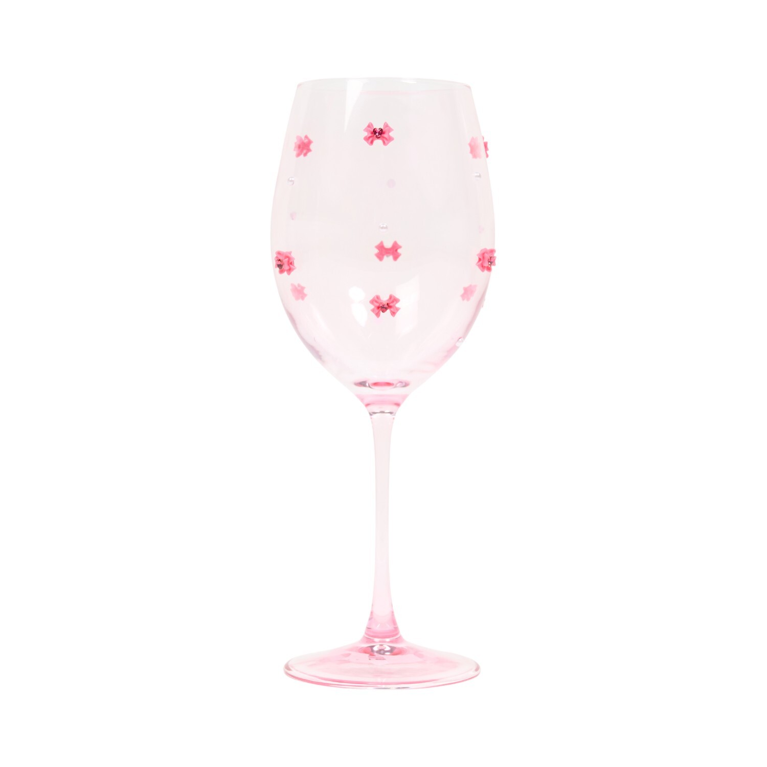 Bows and Pearls Lustre Wine Glass Pink Image 2