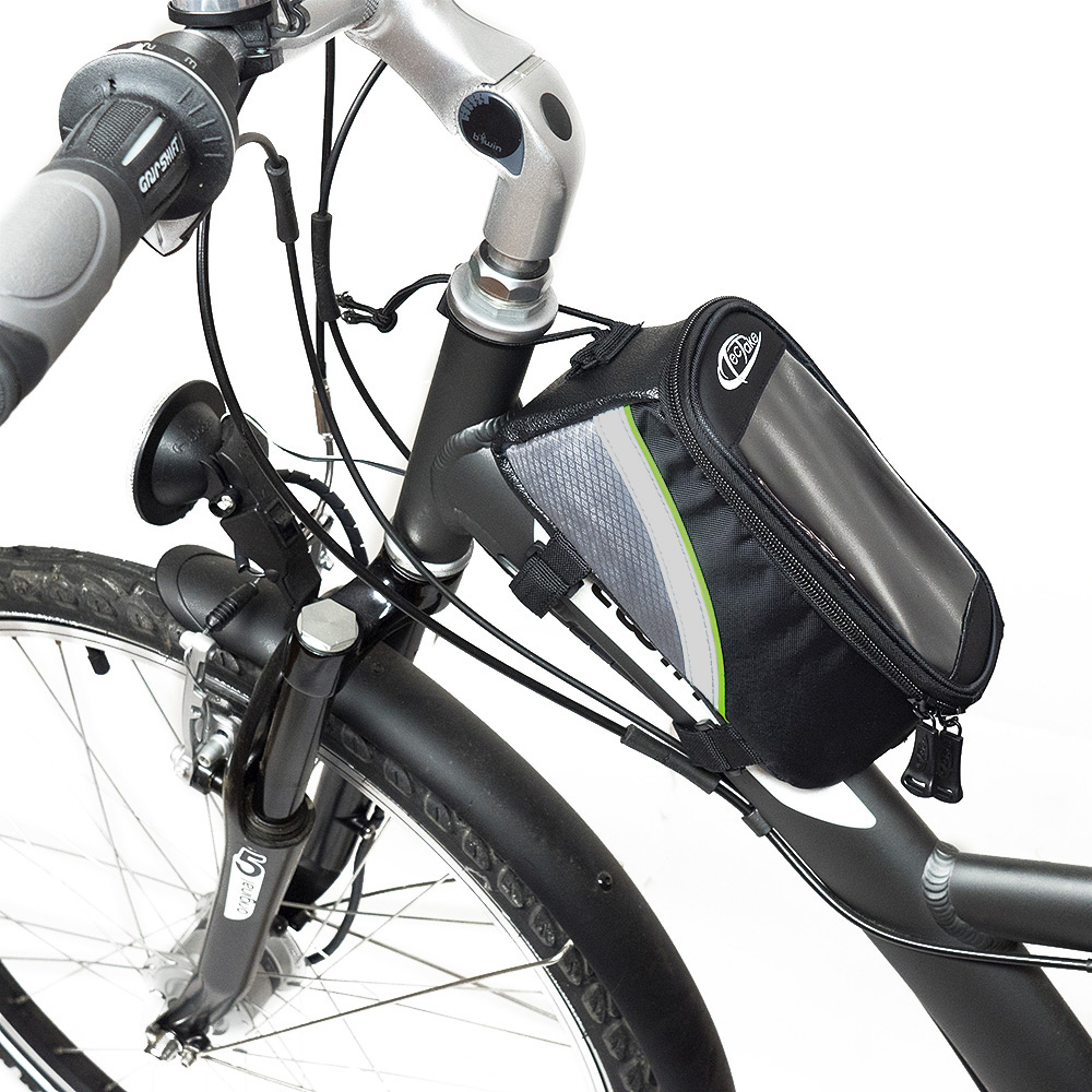 tectake Black Grey and Green Bike Phone Holder Image 8