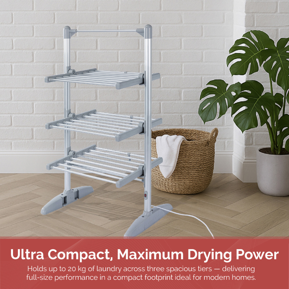 Rediffusion 3-Tier Ultra Compact Heated Clothes Airer with Cover Image 7