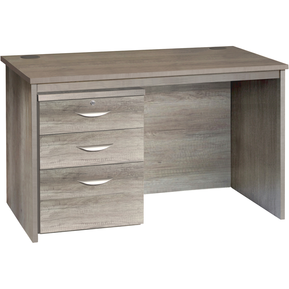 R White Cabinets 3 Drawer Home Office Desk with Hutch Grey Image 2