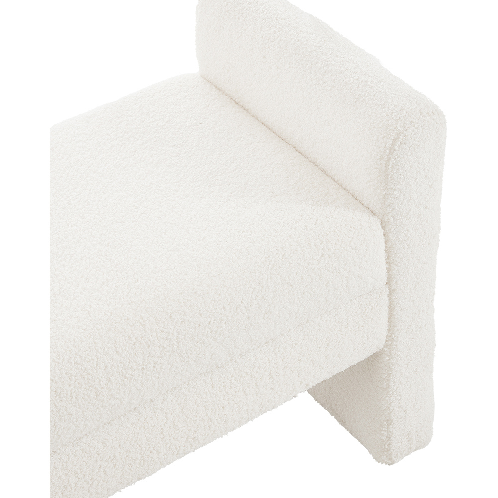Living and Home White Rectangle Teddy Upholstered H-Shaped Bench Image 5