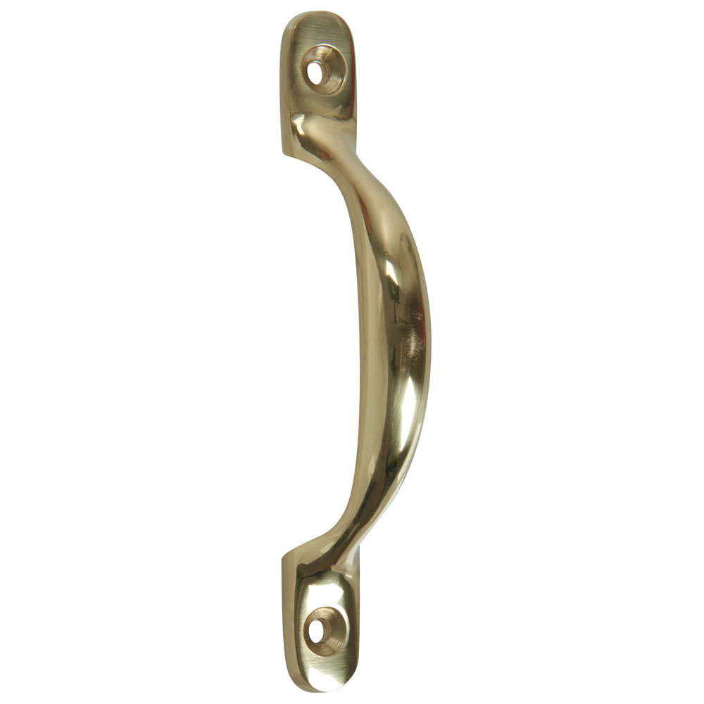 Wilko 100mm D-Sash Polished Brass Door Handle 2 pack Image