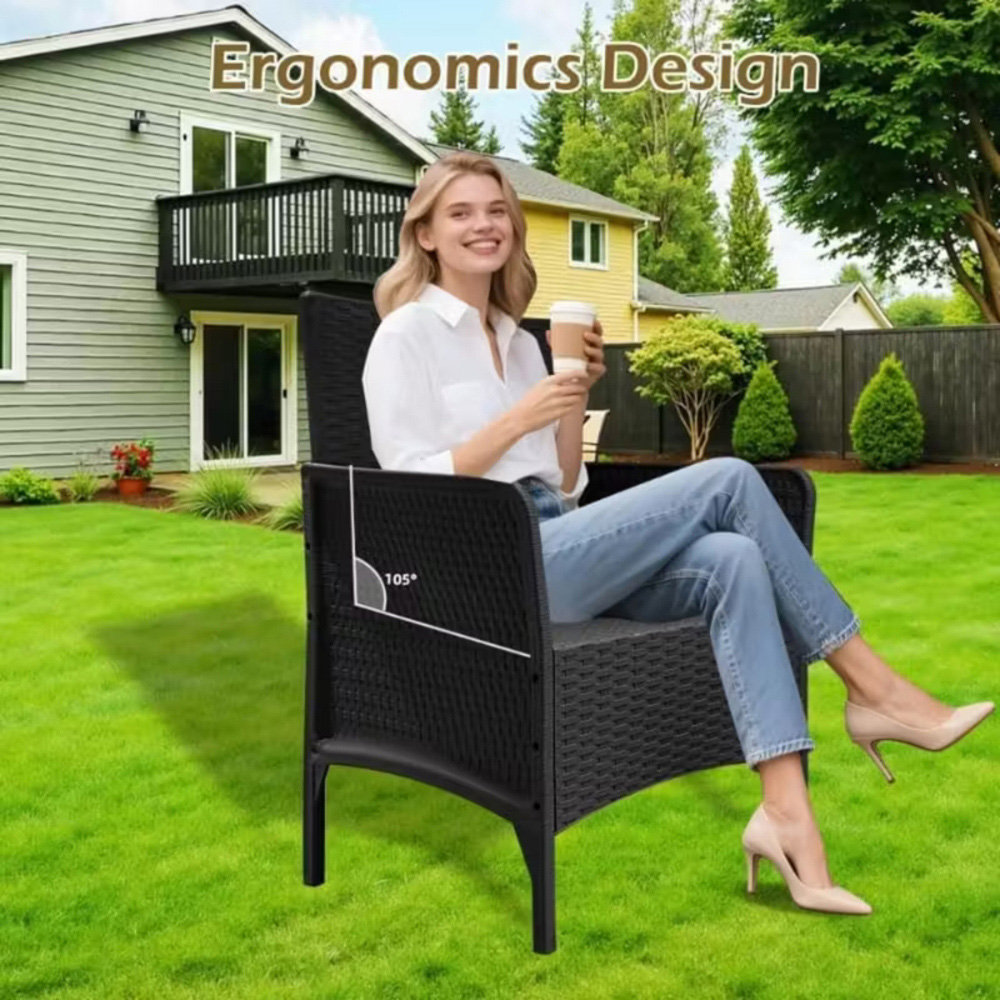 Alivio 4 Seater Black Rattan Garden Lounge Set Image 5