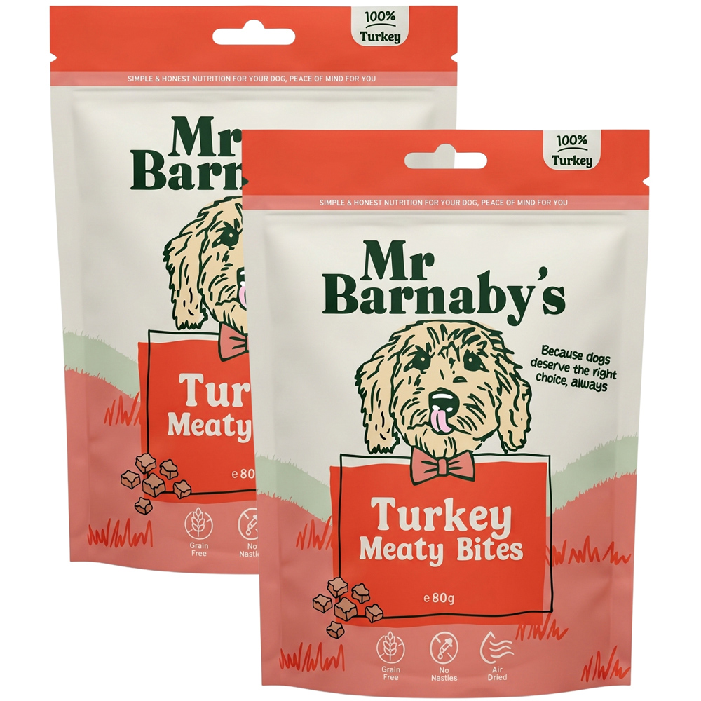 Mr Barnaby's Turkey Meaty Bites Dog Treats 80g 2 Pack Image 1