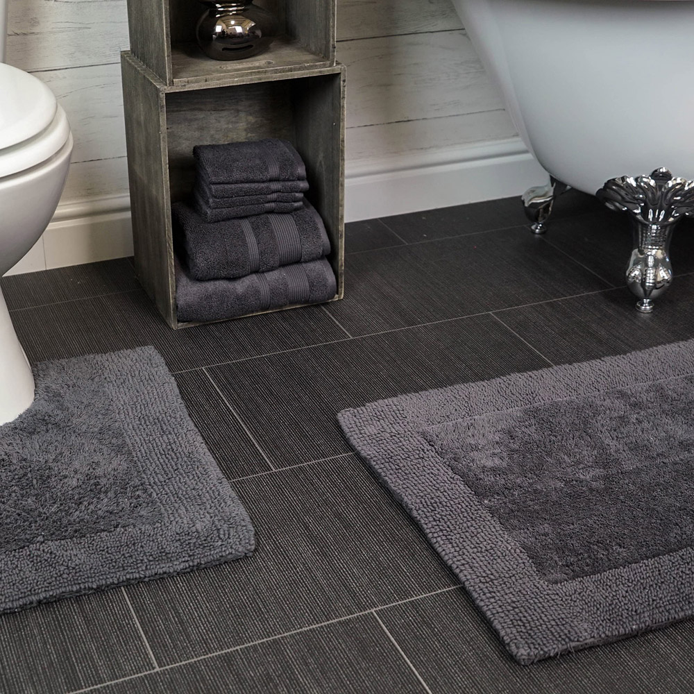 Allure Bath Fashions Elegance Charcoal Grey Reversible Pedestal Mat 53 x 55cm Image 2
