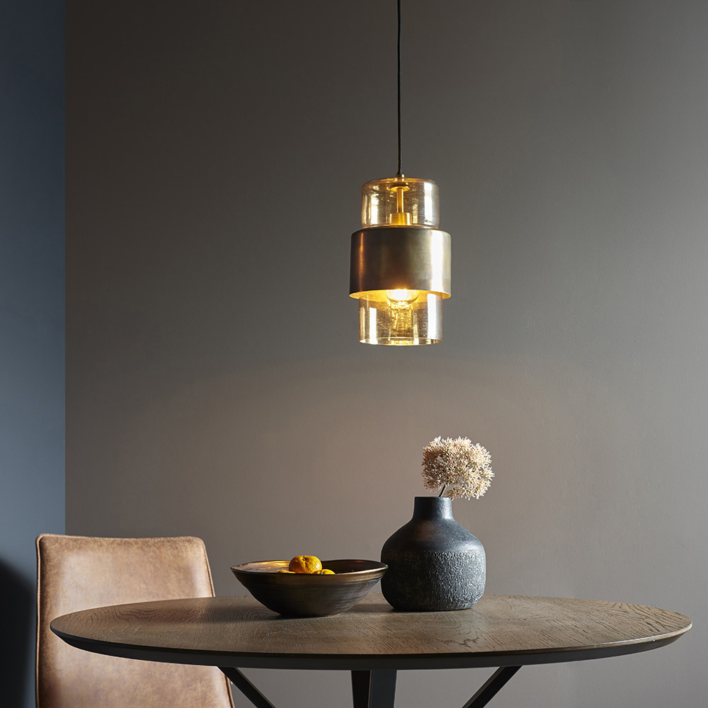Merano Palermo Brass Patina and Champagne Lustre Glass Pendant Ceiling Light Image 2