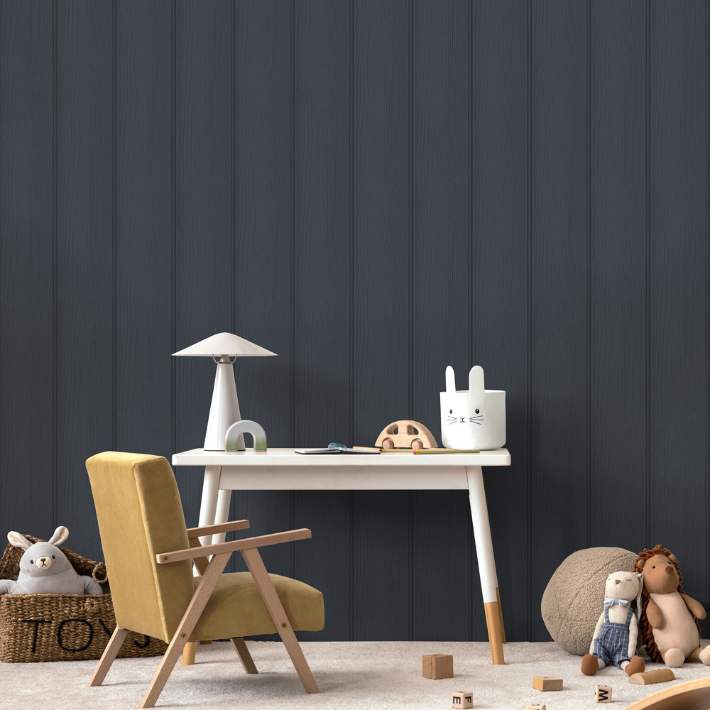 Holden Decor Tongue and Groove Navy Wallpaper Image 3